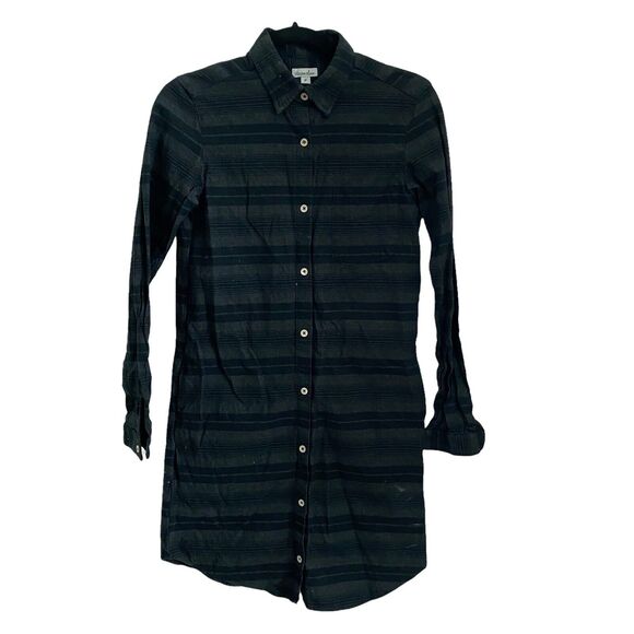 Steven Alan XS Shirt Dress Striped Gray Black Striped Long Sleeve - Picture 1 of 8